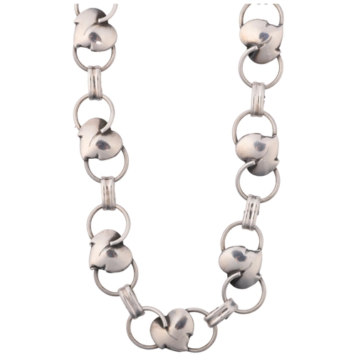 1509 - NIELS ERIK FROM - a Danish modernist sterling silver leaf openwork panel necklace, 42cm, 21.3g