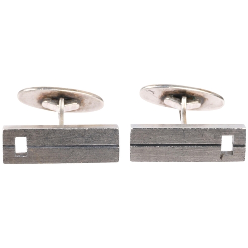 1510 - NIELS ERIK FROM - a pair of Danish modernist sterling silver block cufflinks, 25.8mm, 20.8g