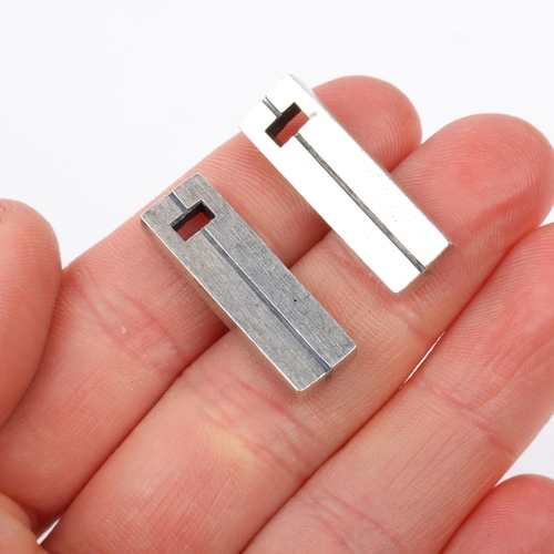 1510 - NIELS ERIK FROM - a pair of Danish modernist sterling silver block cufflinks, 25.8mm, 20.8g