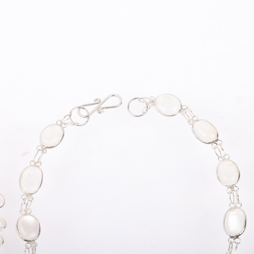 1537 - A sterling silver moonstone line bracelet and pair of grape earrings, bracelet 20cm, earrings 59.4mm... 