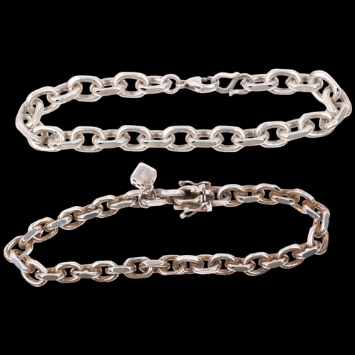 1549 - 2 Danish sterling silver cable link chain bracelets, both 21cm, 58.9g total (2)