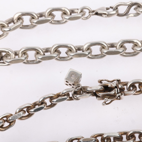 1549 - 2 Danish sterling silver cable link chain bracelets, both 21cm, 58.9g total (2)