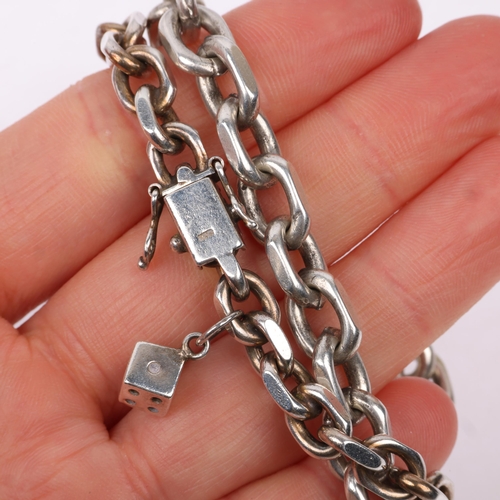 1549 - 2 Danish sterling silver cable link chain bracelets, both 21cm, 58.9g total (2)