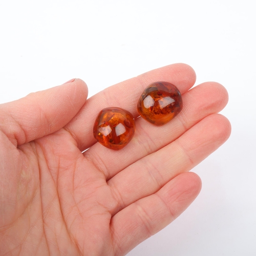 1559 - 3 pairs of Danish sterling silver and silver-gilt cufflinks, including amber example, 19.9mm, 22.7g ... 