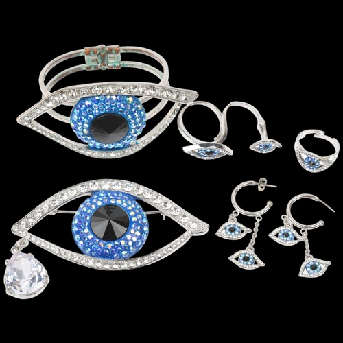 1572 - BUTLER & WILSON - a Vintage rhinestone Eye jewellery set, comprising bangle, brooch, pair of earring... 