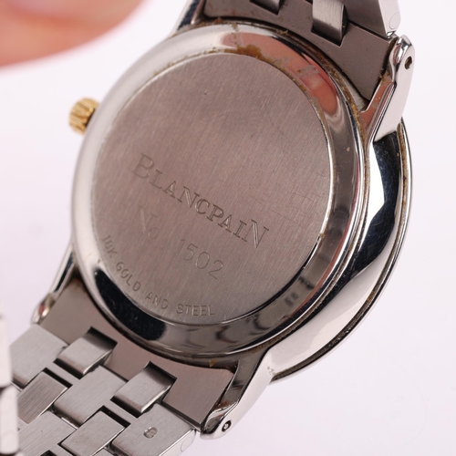 1007 - BLANCPAIN - a bi-metal Villeret Ultra Slim automatic calendar bracelet watch, ref. 0095-1318, circa ... 