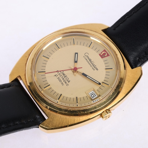 1008 - OMEGA - a Vintage gold plated stainless steel Constellation Chronometer Electronic F300Hz quartz cal... 