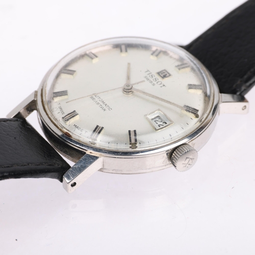 1011 - TISSOT - a stainless steel Seastar automatic calendar wristwatch, ref. 43520, silvered dial with app... 