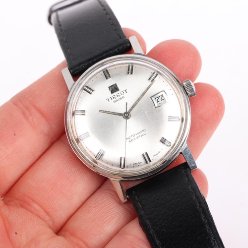 1011 - TISSOT - a stainless steel Seastar automatic calendar wristwatch, ref. 43520, silvered dial with app... 