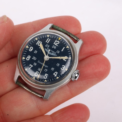 1013 - AIR FORCE - an aluminium Sovereign Combat Issue mechanical wristwatch, blue dial with white Arabic n... 