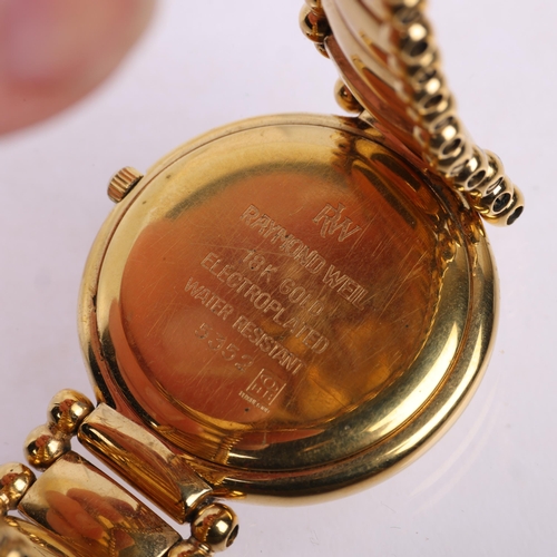 1014 - RAYMOND WEIL - a gold plated Gold Collection quartz calendar bracelet watch, ref. 5352, white enamel... 