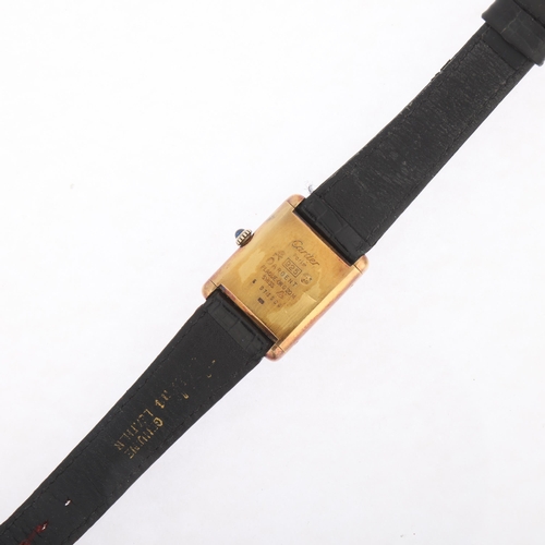 1029 - LES MUST DE CARTIER - a mid-size vermeil sterling silver Tank mechanical wristwatch, circa 1979, bla... 