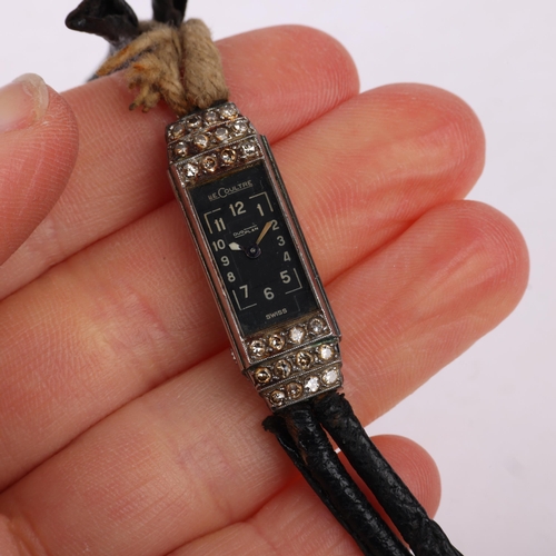 1030 - LECOULTRE - a lady's Vintage DuoPlan diamond mechanical cocktail wristwatch, circa 1930s, black dial... 