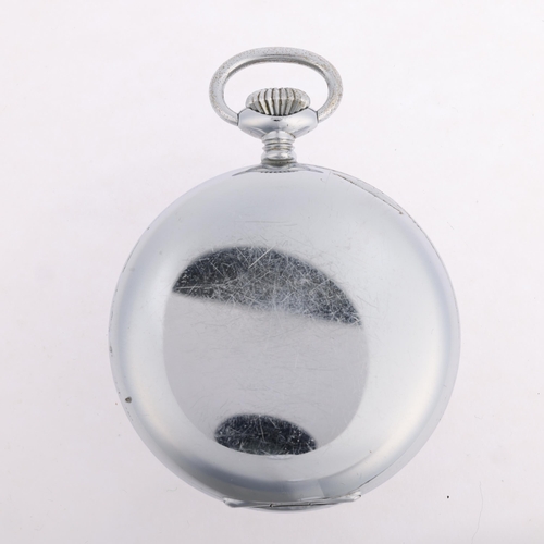 1057 - ZODIAC - an early 20th century nickel-cased open-face keyless pocket watch, silvered dial with Arabi... 