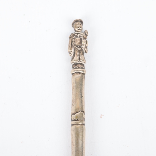 1619 - A Chinese export silver 'Bamboo' dip pen, circa 1910, apparently unmarked, 15cm