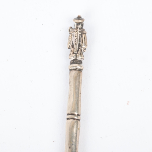 1619 - A Chinese export silver 'Bamboo' dip pen, circa 1910, apparently unmarked, 15cm