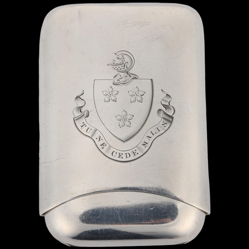 1637 - A Victorian silver armorial 'Cigar' cigarette case, E H Stockwell, London 1878, with engraved armori... 