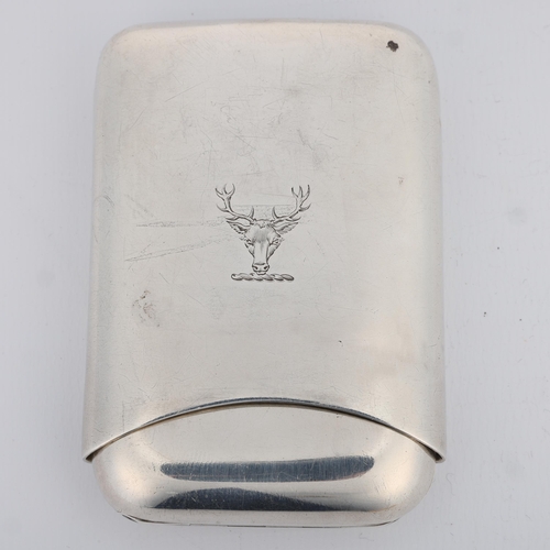 1637 - A Victorian silver armorial 'Cigar' cigarette case, E H Stockwell, London 1878, with engraved armori... 