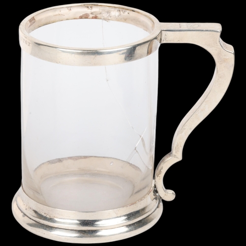 1649 - Capture Of Canton - a Victorian Scottish silver-mounted glass tankard mug, J&S Marshall, Edinburgh 1... 