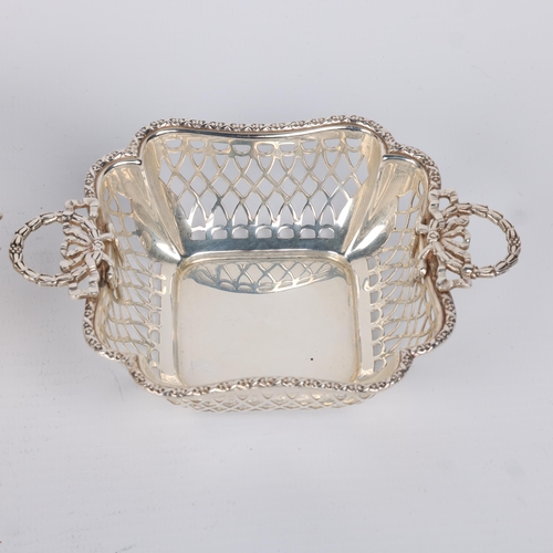 1676 - 3 George V silver bon bon baskets, all circa 1920, largest 11.5cm, 6.7oz total (3)