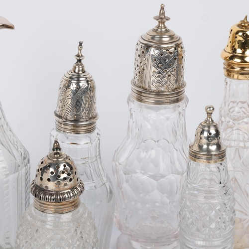 1678 - 6 Antique glass jars, including 2 George III silver-mounted examples, largest 19cm (6)