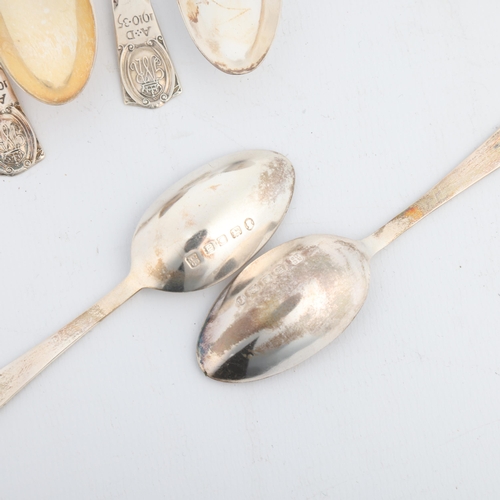 1693 - A cased set of 6 George V silver Jubilee teaspoons, Northern Goldsmiths Co, London 1935, 10.5cm, 1.8... 