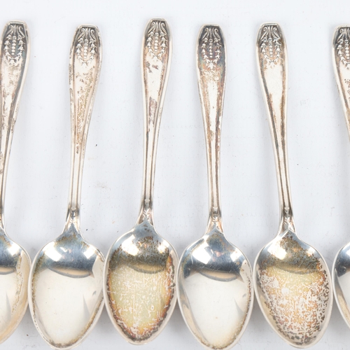 1695 - A set of 6 George V silver coffee spoons, Emile Viner, Sheffield 1931, 11cm, 2.5oz total