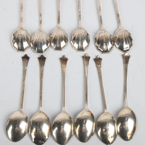 1698 - 2 sets of 6 silver teaspoons, including abalone shell examples, 3.2oz gross (2 sets)