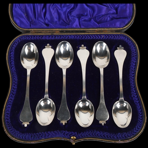 1700 - A cased set of 6 George V silver dog nose teaspoons, Wakeley & Wheeler, London 1912, 12cm, 3.2oz tot... 