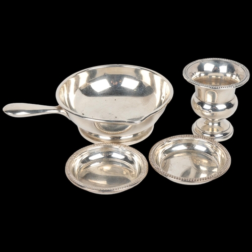 1711 - Various American sterling silver, including feeding bowl with handle, pair of Birks nut shell trays,... 