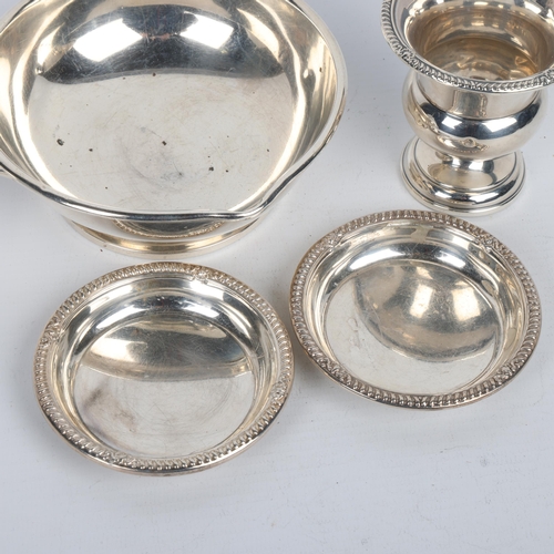 1711 - Various American sterling silver, including feeding bowl with handle, pair of Birks nut shell trays,... 