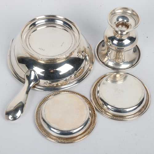 1711 - Various American sterling silver, including feeding bowl with handle, pair of Birks nut shell trays,... 