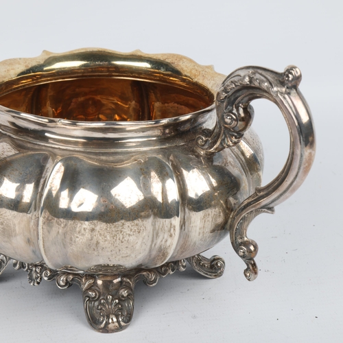 1718 - An early Victorian silver 2-handled pumpkin sugar bowl, John & Henry Lias, London 1838, circular for... 