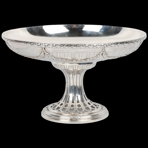 1722 - An Antique French Neoclassical Revival silver pedestal bowl and stand, August Leroy & Cie, Paris cir... 