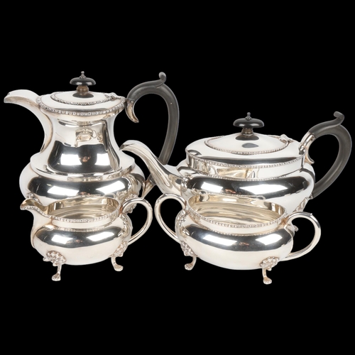 1730 - A George V silver 4-piece tea set, Charles Weale, Birmingham 1930, comprising teapot, hot water jug,... 