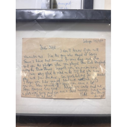 15 - JIMI HENDRIX / MITCH MITCHELL INTEREST. Eight framed fan letters sent to Mitch Mitchell & Noel Reddi... 