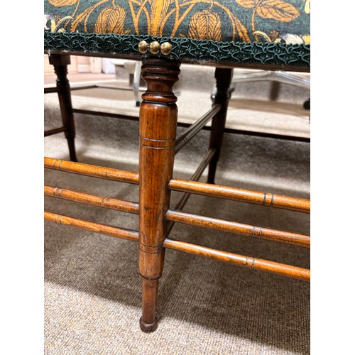 208 - Liberty and Co, an Arts and Crafts Argyll 2 seater bench settee, ca 1890, later upholstered with Lib... 