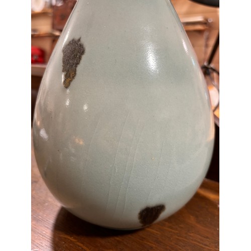 93 - POH CHAP YEAP (1927-2007), a large porcelain vase with celadon and iron spot glaze, signed to base, ... 