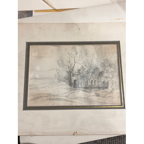 639 - Folder of mainly 19th century watercolours