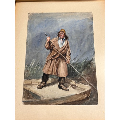 639 - Folder of mainly 19th century watercolours