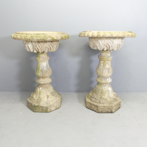 96 - A weathered pair of Victorian two-section terracotta jardinieres. 61x88cm.