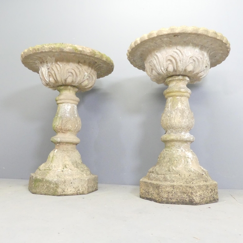 96 - A weathered pair of Victorian two-section terracotta jardinieres. 61x88cm.