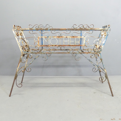 121 - A vintage painted wrought iron plant stand. 97x66x34cm.