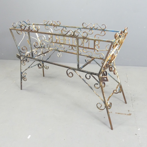 121 - A vintage painted wrought iron plant stand. 97x66x34cm.