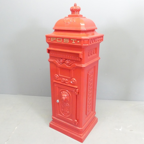 133 - A painted aluminium pillar postbox. 36x102x32cm.