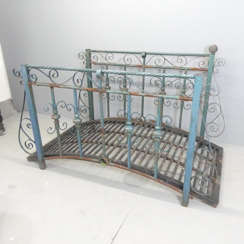 178 - A weathered painted metal arch bridge. 166x100x95cm.