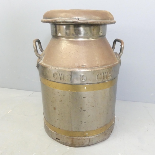 193 - A copperised milk churn, marked CWS. 37x52cm.