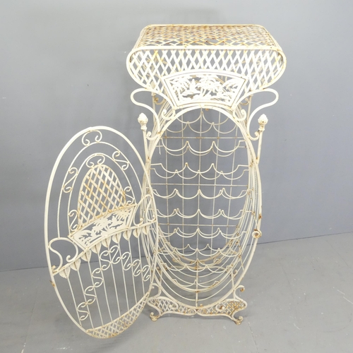 195 - A French Art Nouveau style wirework wine cabinet. 56x151x38cm.