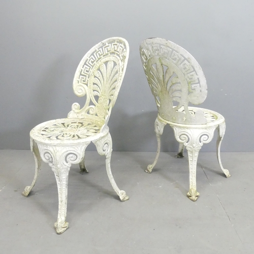 204 - A set of six weathered and painted aluminium garden chairs.