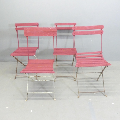 206 - A set of four Parisienne folding bistro café chairs.